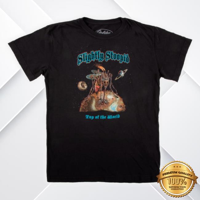 Official Slightly Stoopid Merch Store Top Of The World Golden Goods T-Shirt (Vintage Black) Smoke Slightlystoopid Apparel Clothing Shop