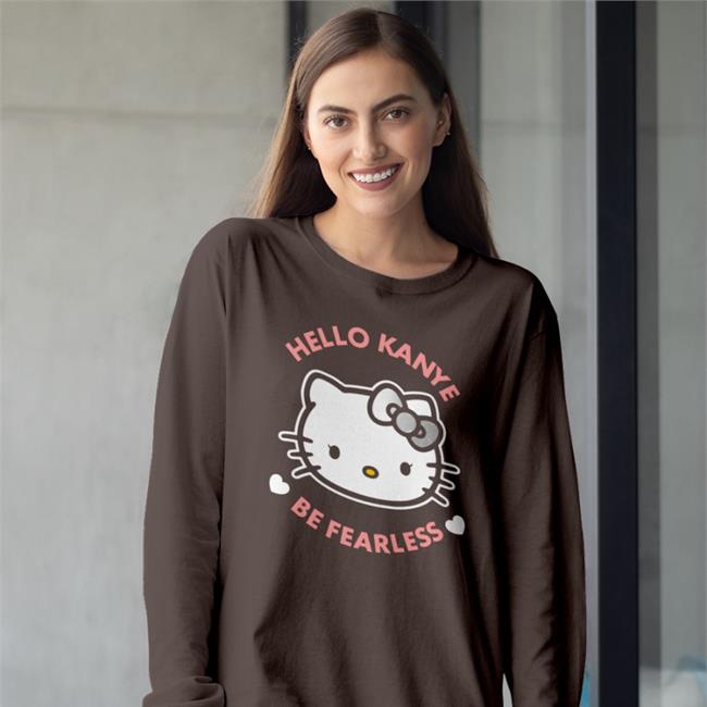 Kanye West Wearing Hello Kanye Be Fearless Shirts Hello Kitty