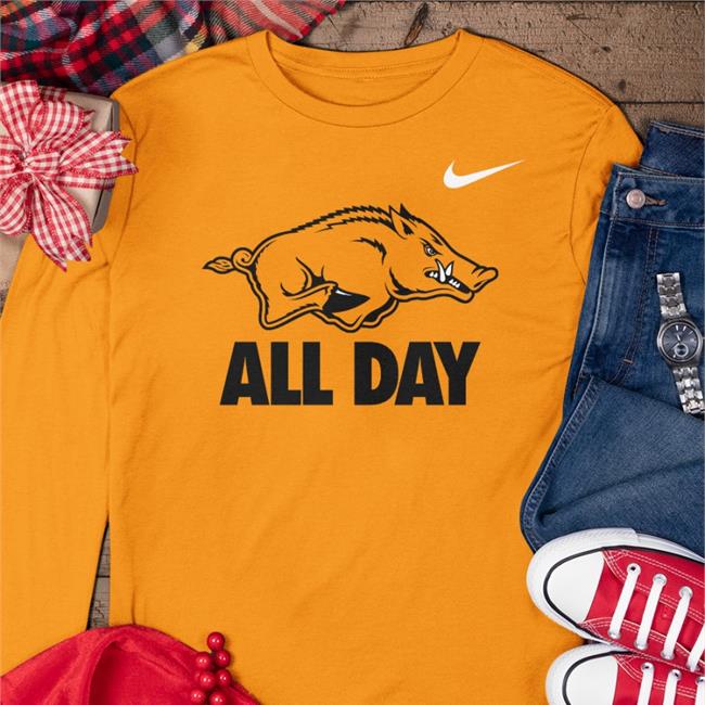 Ran Hogs All Day Tee Shirt FQ Arkansas