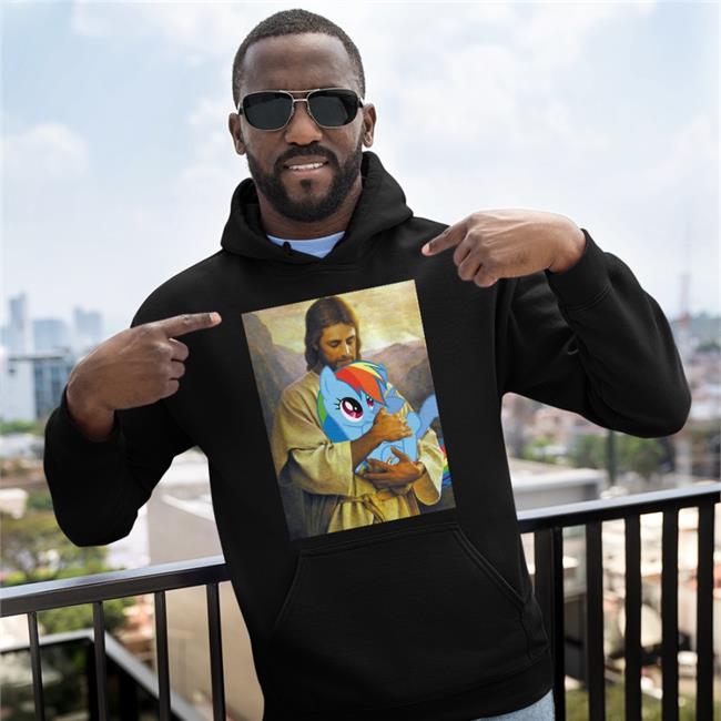Jesus Holding Rainbow Dash T Shirt Stevetwisp