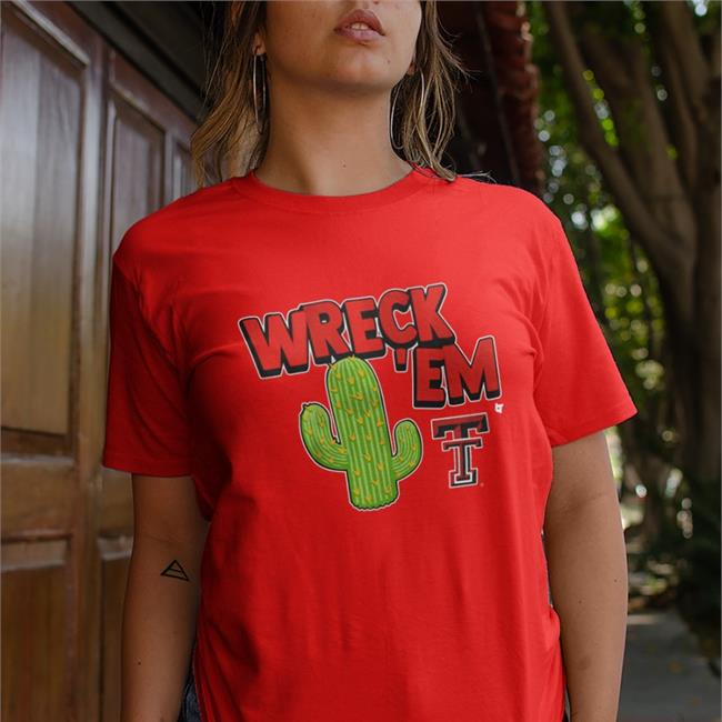 Texas Tech Football Wreck 'Em Cactus T Shirt Breaking T Store