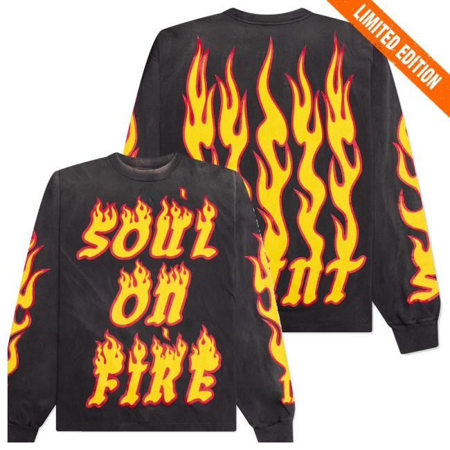 Feature Merch Store Saint Michael Soul On Fire L/S Tee - Black Shirt