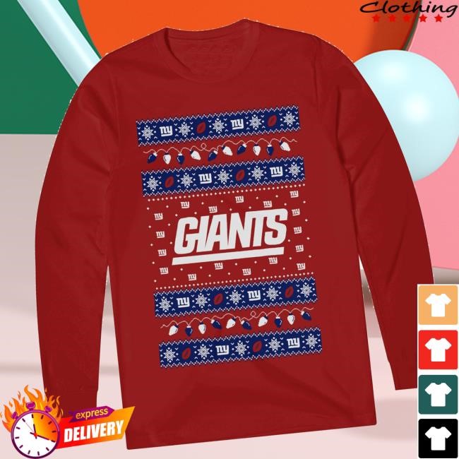 Foco Merch Shop New York Giants Holiday Lights Sweater Long Sleeve Sweatshirt