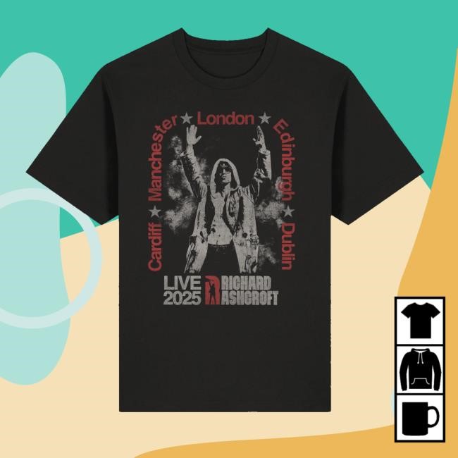 Richard Ashcroft Shop Ra Live 2025 Cities Black Tour Hoodie