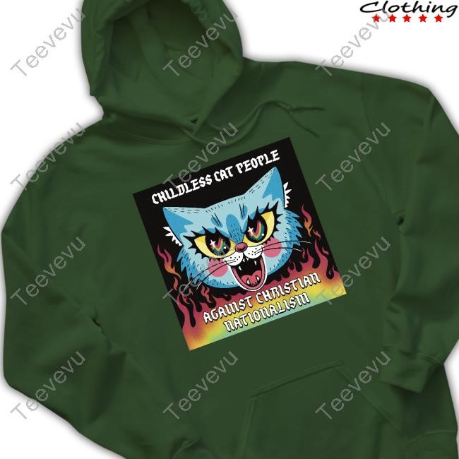 Pinkgabbercat Childless Cat People Against Christian Nationalism Hoodie Sweatshirt