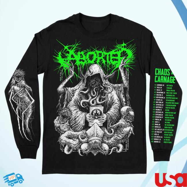 Official Indie Merch Store Shop Aborted "Cthulhu C&C Tour" Long Sleeve Top Shirt IndieMerchStore