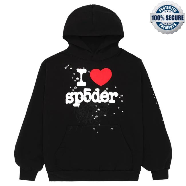 Official Sp5der Clothing Apparel Sp5der Black Souvenir Hoodie Sp5der Merch Store Shop