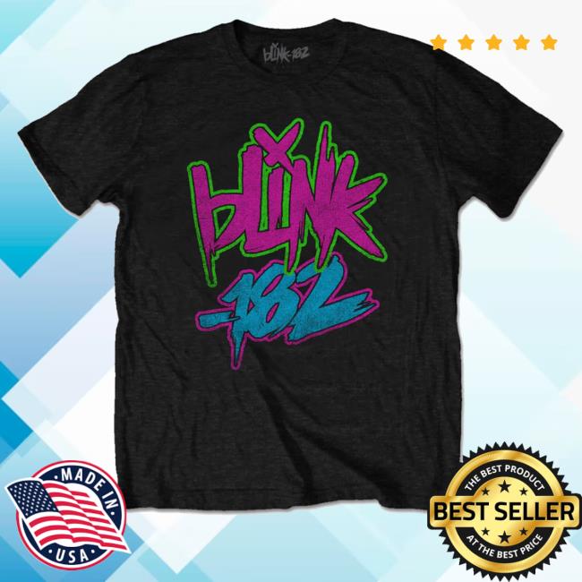 Official Blink-182 Merch Neon Logo Hoodied Sweatshirt