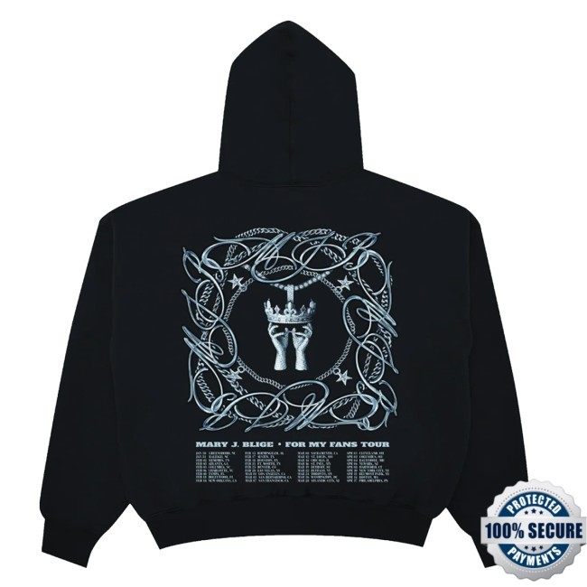 Mary J Blige Merch Store Chain Black Hooded Sweatshirt Mary J Blige Merch Store Chain Black Tee