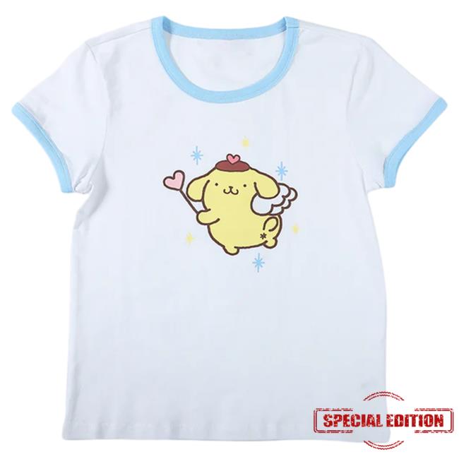 Official Sanrio Apparel Clothing Merch Store Shop Pompompurin X Dumbgood Crop Ringer T-Shirt
