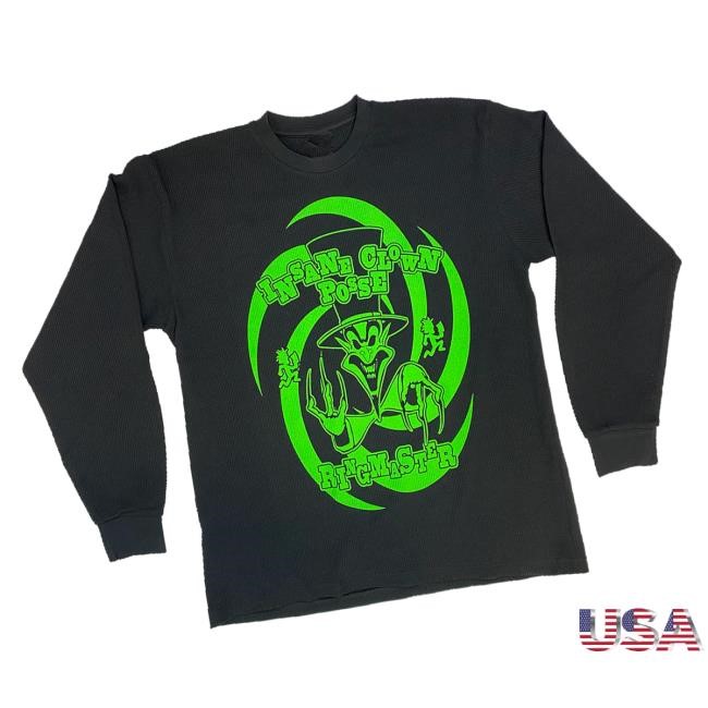 Original Insane Clown Posse Merch Store Ringmaster Round Long Sleeve Thermal Hooded Sweatshirt Original Insane Clown Posse Merch Store Ringmaster Round Long Sleeve Thermal Crewneck Sweatshirt