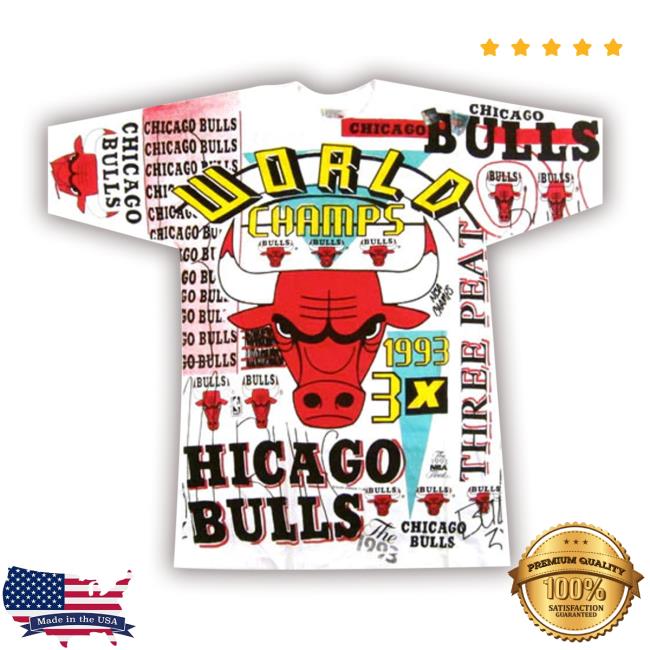 Official For All To Envy Vintage Chicago Bulls 1993 3-Peat Tee Shirt