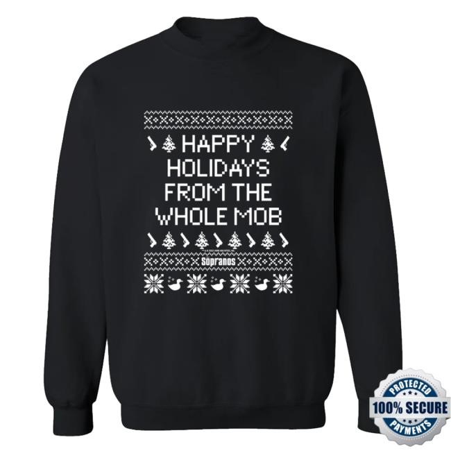 Hbo Store Merch The Sopranos Whole Mob Ugly Holiday Fleece T-Shirt