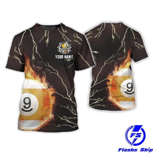 Thunder Fire 9 Ball Billiard Custom Name 3D Shirts, Personalized Billiards 3D Sweater Gift For Billiard Team, Billiards Lover