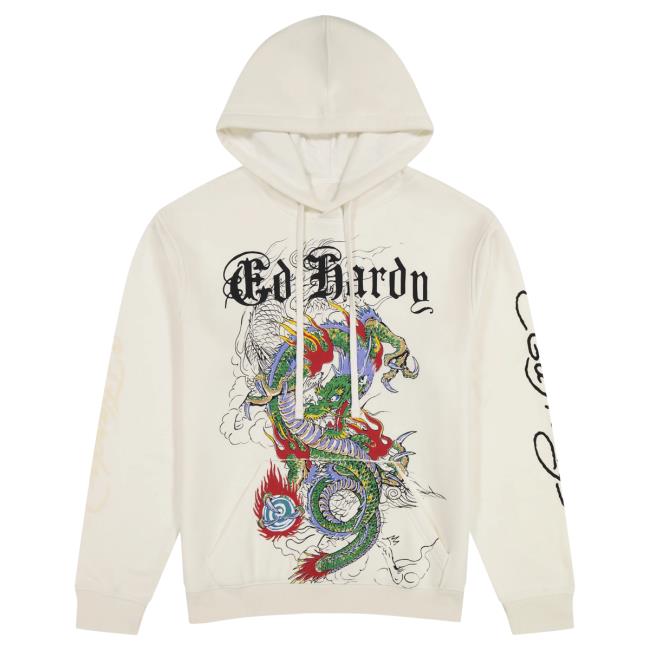 Official Ed Hardy Merch Store Japan Dragon Ivory Pullover Sweatshirt EdHardy Apparel Clothing Shop