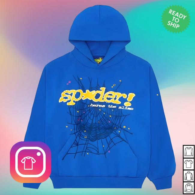 Official Sp5der Clothing Apparel Sp5der TC Popover Sweatshirt Blue Sp5der Merch Store Shop