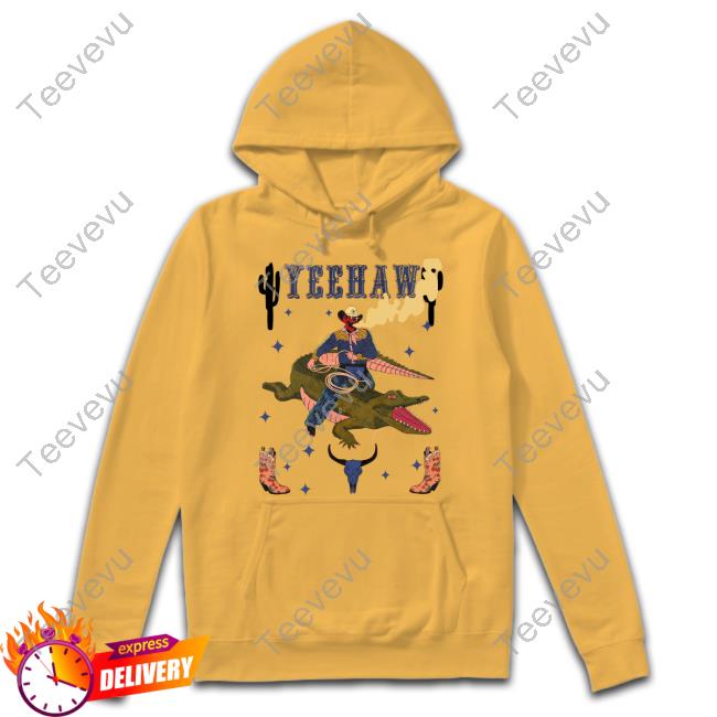 Galactixy Illustrations Yeehaw Cowboy Gator Hoodie Sweatshirt