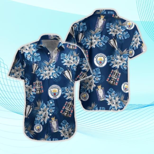 Trending Manchester City Treble Winners Hawaiian Hoodie