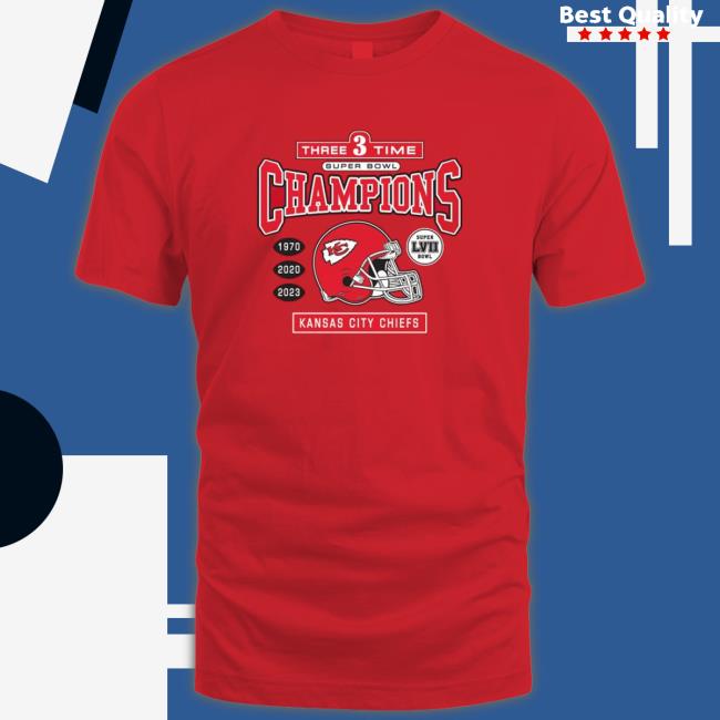 Three Time Super Bowl Champions 1970 2020 2023 Kansas City Chiefs T-Shirt