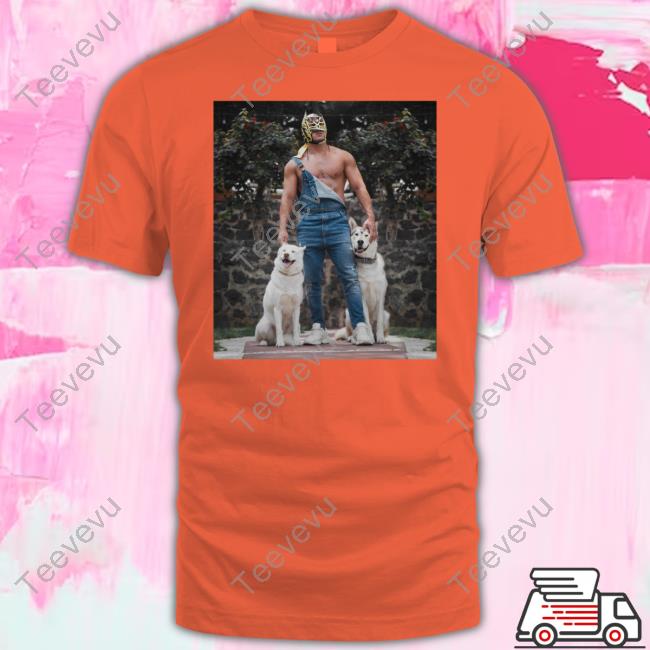 Dark Puroresu Flowsion Luchador Dragon Lee With His Dogs Photo Tee Shirt Dragon Lee With His Dogs Photo T Shirt