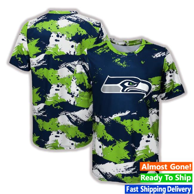 Preschool College Navy/Neon Green Seattle Seahawks Juvenile Cross Pattern Tee Shirt