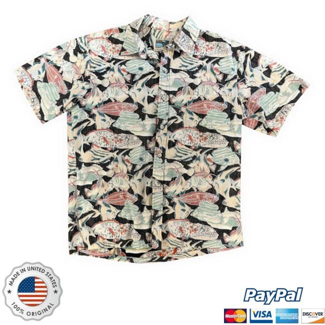 Alakoko Shop Men's Casual Aloha Cooke Street Black Fish Pattern Shirts