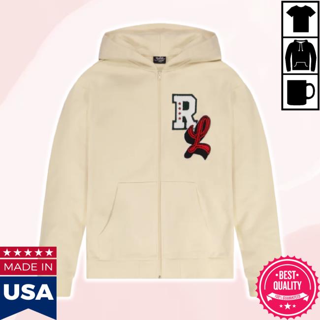 Trending Rolling Loud Merch Store Big Chenille Zip-Up Long Sleeve Tee Cream Shoprollingloud Shop