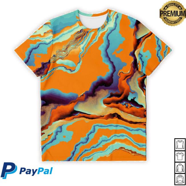 Orange Marble Pattern Abstract Art Psychedelic Mosaic Paint Unisex New Shirt