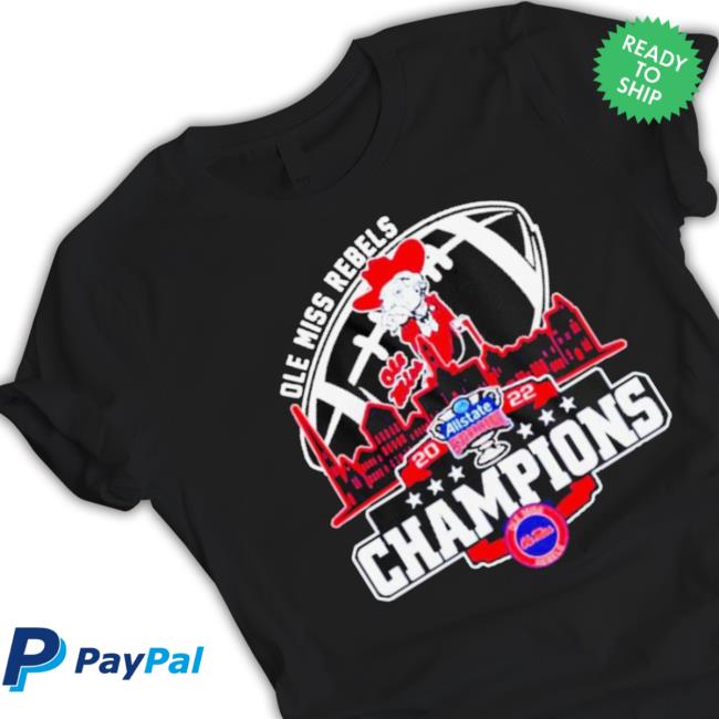 Ole Miss Rebels Logo Allstate Sugar Bowl City 2022 Champions Hooded Sweatshirt