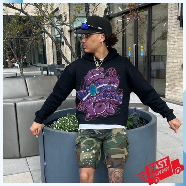 Euphoric777 Merch Store The World Needs You Airbrush Crewneck Sweatshirt