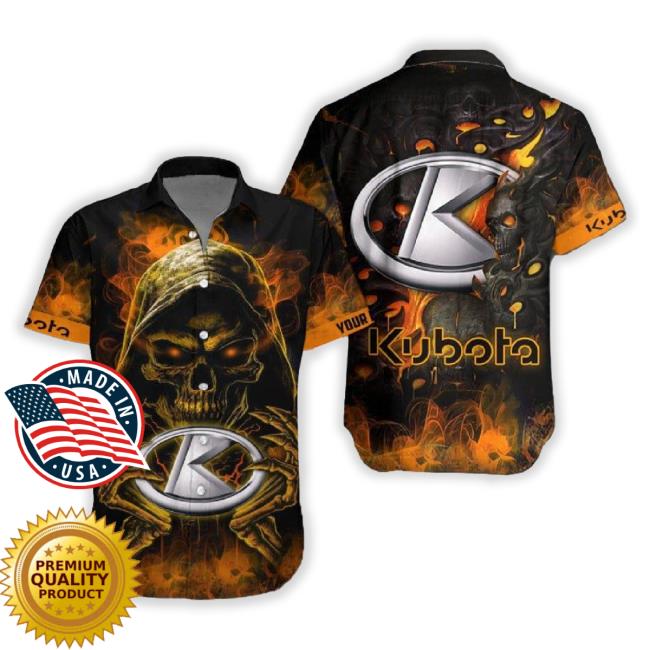 Official Personalized Kubota Death Skull Gift Halloween 3D Hawaiian Tee Shirt For Men And Women