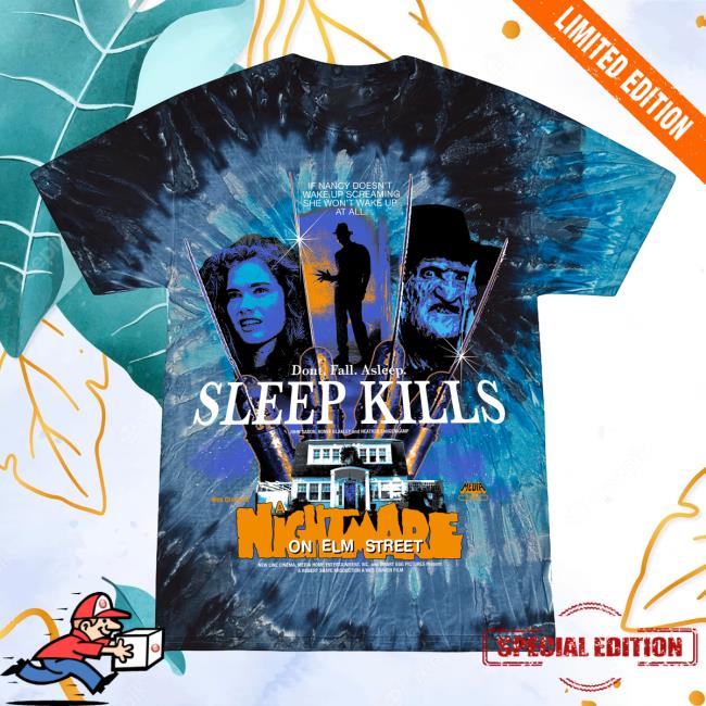 Official Studiohouse Designs Noes Sleep Kills Tie Dye Top Shirt Only A Dream (Blue With Orange Ink)