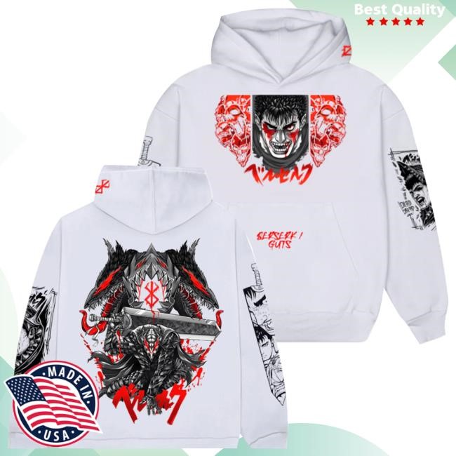 One For All Merch Shop Berserk-Guts White Crewneck Sweatshirt