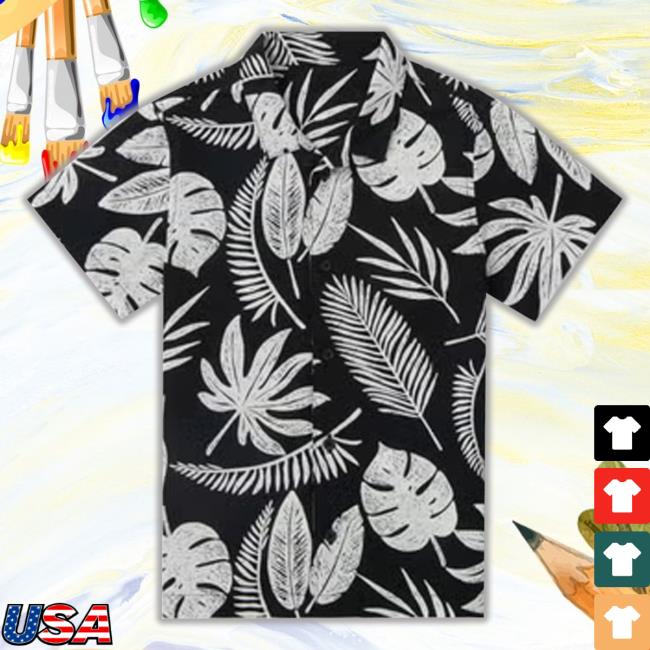 Boys Black & Cream Leaf Print Shirt
