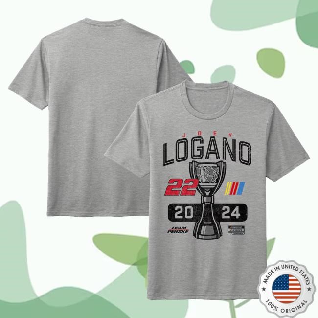 Nascar Merch Store Men's Joey Logano Team Penske Heather Gray 2024 Nascar Cup Series Champion Lifestyle Shirt
