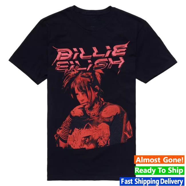 Official Billie Eilish Tours Merch Store Billie Eilish Red Portrait Boyfriend Fit Girls Tshirt BillieEilish Apparel Clothing Shop Billieeilishtrs