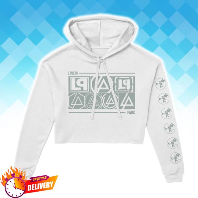 Original Logo Block Ladies White Cropped Hoodie Sweatshirt Linkin Park Store Shop