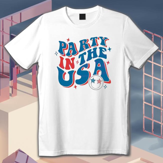 Party In The Usa Funny 4Th Of July Smiley Face shirt, hoodie, tank top, sweater and long sleeve t-shirt