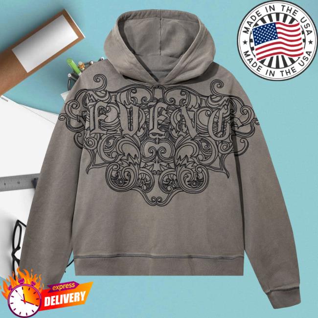 Official 999 Club Juice Wrld Merch Store Revenge Crest Hood Distressed Grey 999Club Clothing JuiceWrld