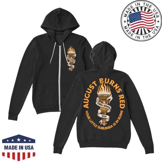 August Burns Red Tour Merch Suburbia Torches Zip Up Hooded Sweatshirt