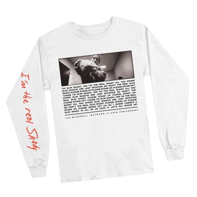 Trending Eminem Merch Store I'm The Real Slim Shady Longsleeve (White) Tee Shirt