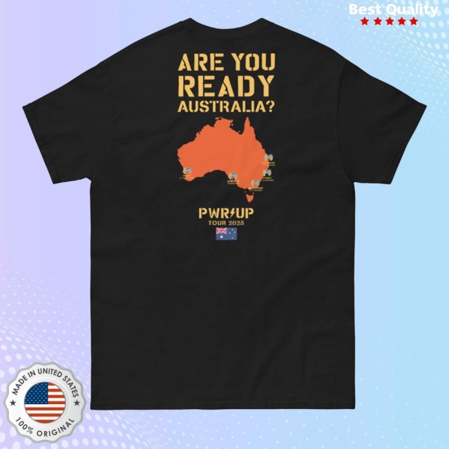 Are You Ready Pwr Up 2025 Tour Aus Map Long Sleeve Shirt