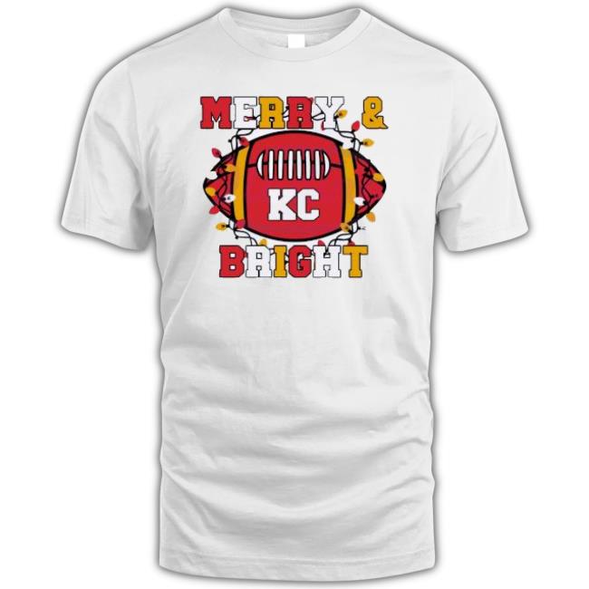 Trending Kc Merry And Bright Football 2023 Tee