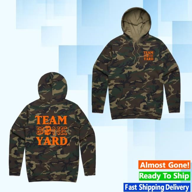 Team Boneyard Shop Store Merch Official Camo Blaze Orange Stacked Logo Shirts