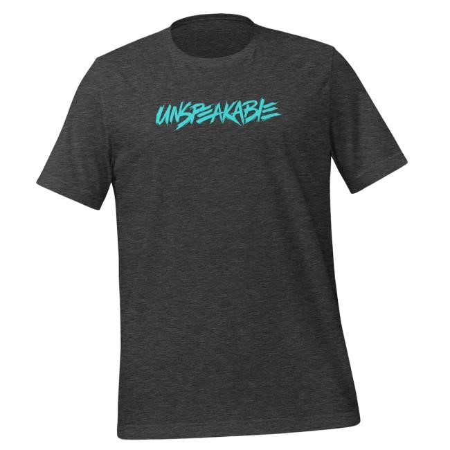 Trending Unspeakable Store Merch Grey T-Shirt With Blue Font Funny Shirt