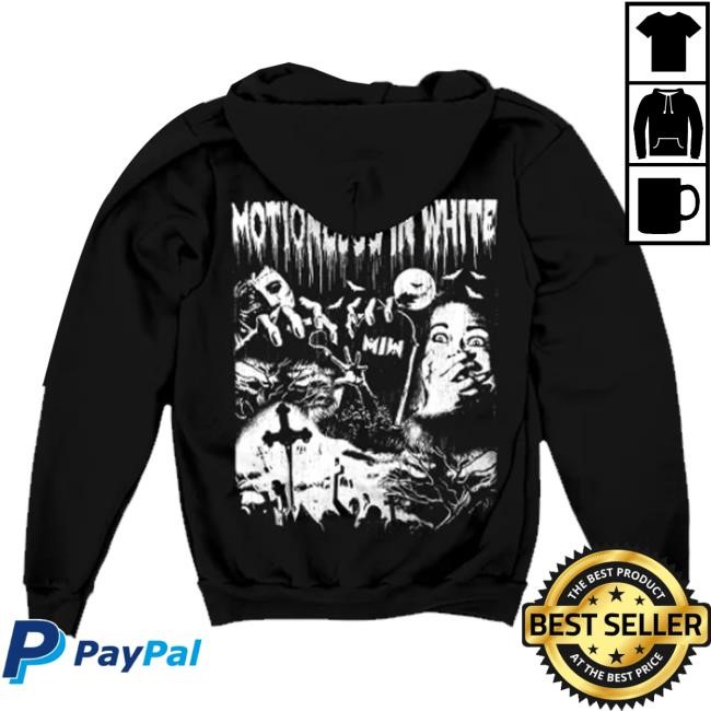Motionless In White Merch Throwback Horror Zip Up Hoodie (Black) T-Shirt