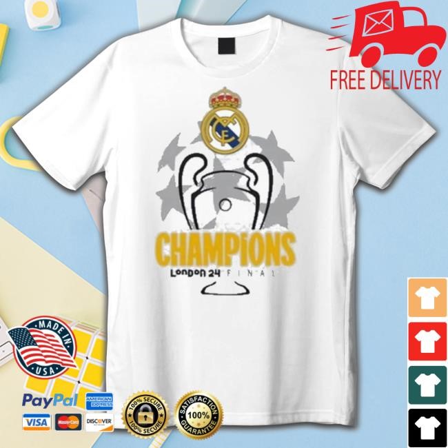 Original Congrats Real Madrid Are Champions London 2024 Uefa Champions League Celebrate Vintage Classic Shirt