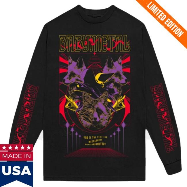 Trending Babymetal Store Uk Merch Colorful Foxes Long Sleeve Hooded Sweatshirt