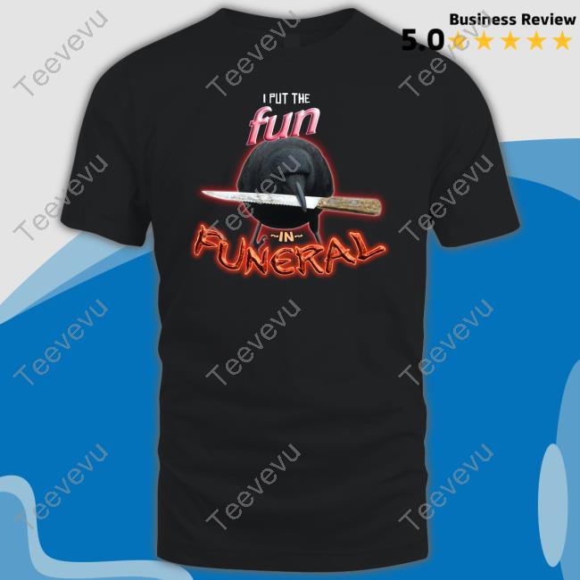 Snazzy Seagull Crow With Knife I Put The Fun In Funeral Tee Shirt