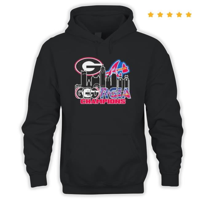 Georgia City Skyline, Georgia Bulldogs And Atlanta Braves Champions 2022 Shirts